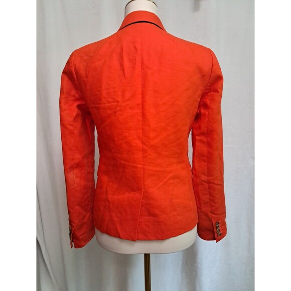 J.Crew Schoolboy Blazer 100% Linen Single Breasted Orange Pockets Size 2 - Picture 5 of 12